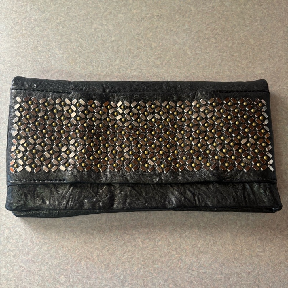 SOLD Calleen Cordero Fava Sula Metallic Studded Luxury Special Event Glam Clutch